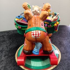 Vintage 1994Enesco Lustre Fame MusicalChristmas Rocking  Horse Jingle Bells Rare